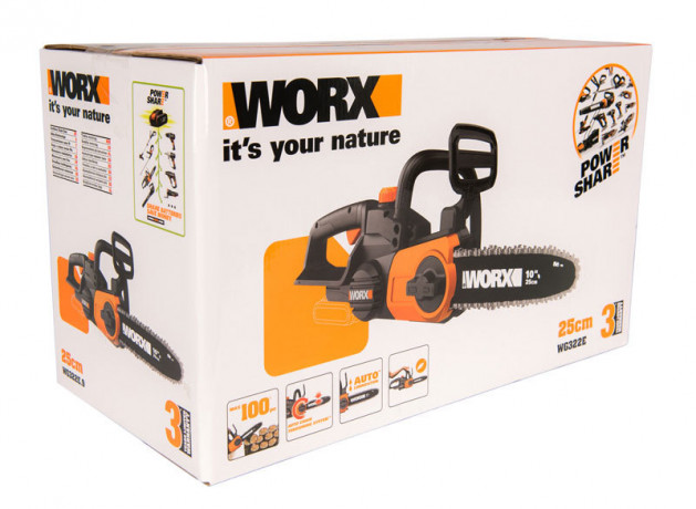 Цепная пила WORX WG322E.9, 20v, 25 см, без АКБ и ЗУ (аккумуляторная)