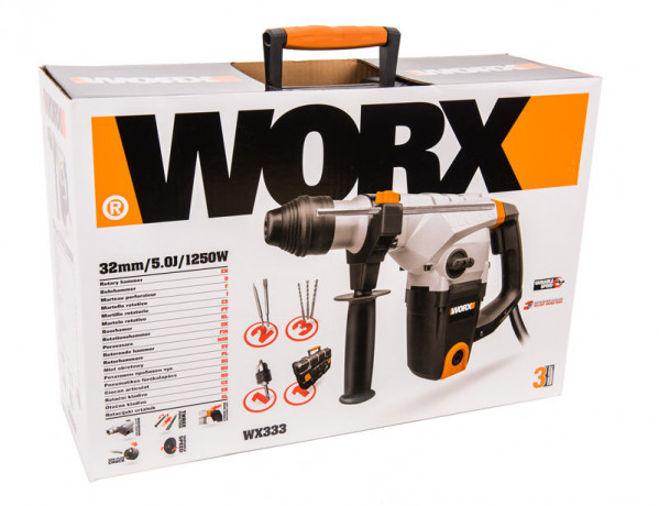 Перфоратор WORX SDS-Plus WX333, 220v, 5 Дж, 1250 Вт (сетевой)