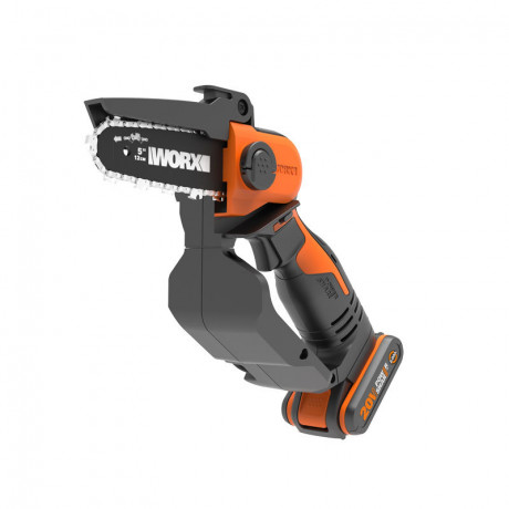 Цепная пила WORX WG324E, 20v, 12 см, в комплекте АКБ 2 А·ч и ЗУ (аккумуляторная)