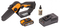 Цепная пила WORX WG324E, 20v, 12 см, в комплекте АКБ 2 А·ч и ЗУ (аккумуляторная)