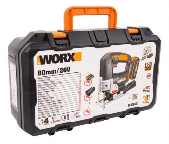 Лобзик WORX W543, 20v, в комплекте АКБ 2 А·ч и ЗУ, кейс (аккумуляторный)