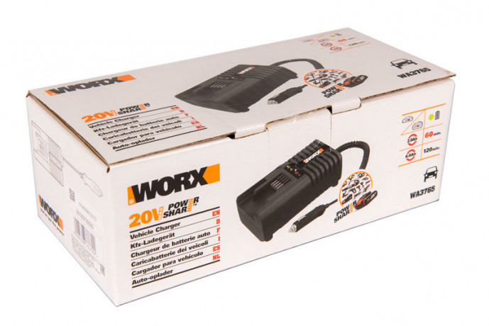 Зарядное устройство автомобильное WORX WA3765, 20v, 2A