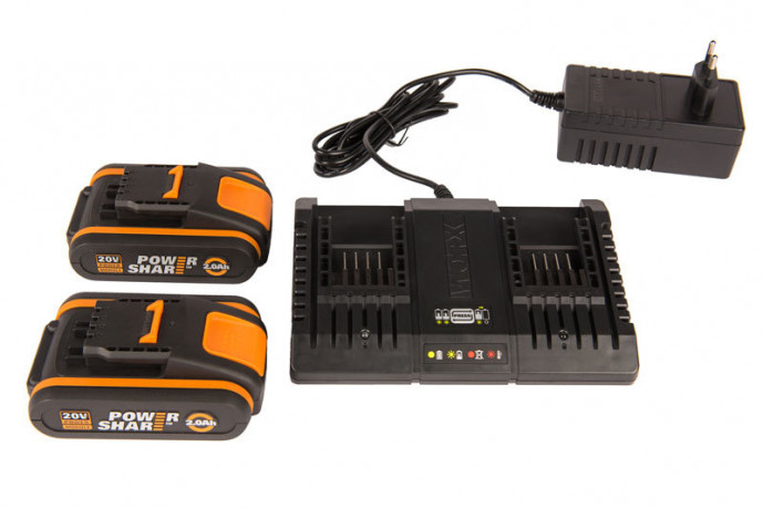 Комплект WORX WA3610: АКБ 2x2 А·ч и двойное ЗУ