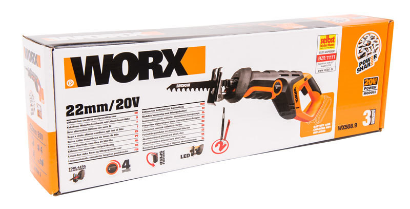 Сабельная пила WORX WX508.9, 20v, без АКБ и ЗУ (аккумуляторная)