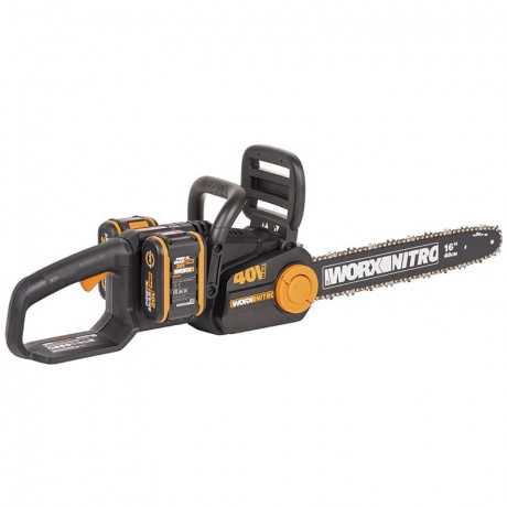 Цепная пила WORX NITRO WG385E, 40v, 40 см, в комплекте АКБ 2х4 А·ч и ЗУ (аккумуляторная)