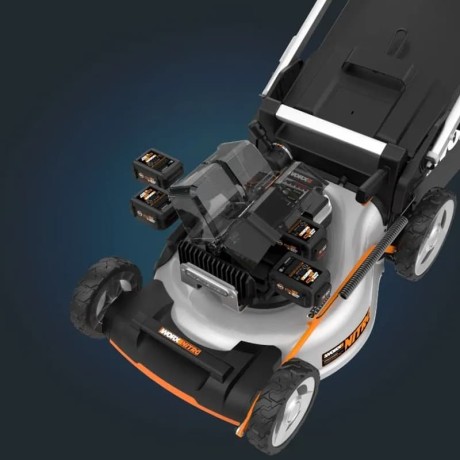 Газонокосилка аккумуляторная самоходная, бесщеточная WORX WG761E, 80В 51СМ (АКБ 4х4Ач, ЗУ 2х2A)