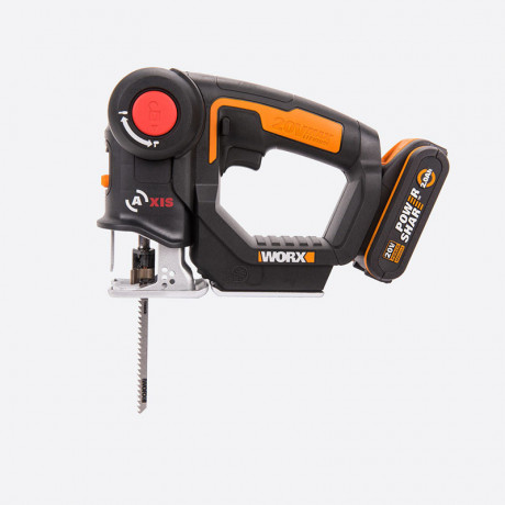 Лобзик + сабельная пила WORX Axis WX550.1, 20v, в комплекте АКБ 2x2 А·ч и ЗУ, кейс (аккумуляторная)