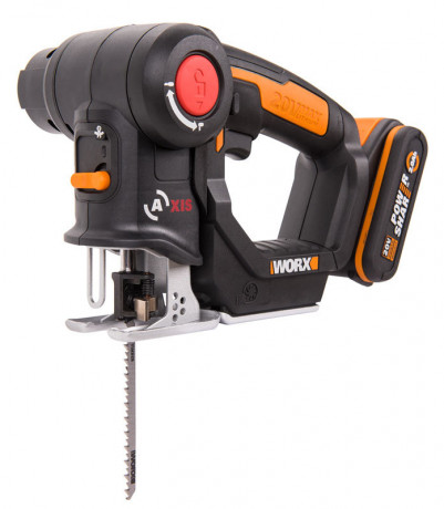 Лобзик + сабельная пила WORX Axis WX550.1, 20v, в комплекте АКБ 2x2 А·ч и ЗУ, кейс (аккумуляторная)