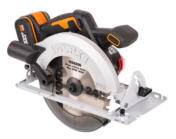 Циркулярная пила (дисковая) WORX WX520, 20v, 190 мм, в комплекте АКБ 4 А·ч и ЗУ, сумка (аккумуляторная)