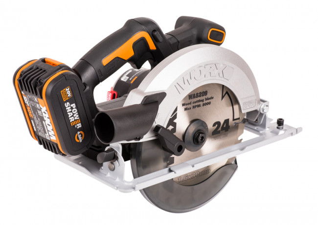 Циркулярная пила (дисковая) WORX WX520, 20v, 190 мм, в комплекте АКБ 4 А·ч и ЗУ, сумка (аккумуляторная)