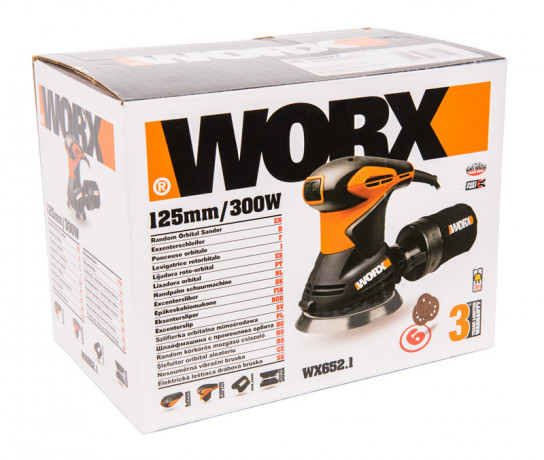 Орбитальная шлифовальная машина WORX WX652.1, 220v, 125 мм, 300 Вт (сетевая)