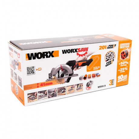 Циркулярная пила (дисковая) WORX WX531.9, 20v, 120 мм, без АКБ и ЗУ (аккумуляторная)