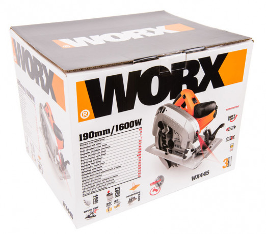Циркулярная пила (дисковая) WORX WX445, 220v, 190 мм, 1600 Вт (сетевая)