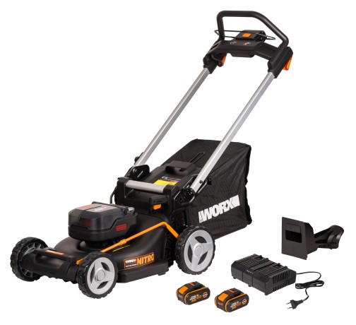 Газонокосилка аккумуляторная WORX WG748E 46 см, бесщеточная, 40В, 4Ач х2, ЗУ 2А х2, коробка