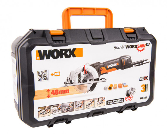Циркулярная пила (дисковая) компактная WORX WX439, 220v, 120 мм, 480 Вт, кейс (сетевая)
