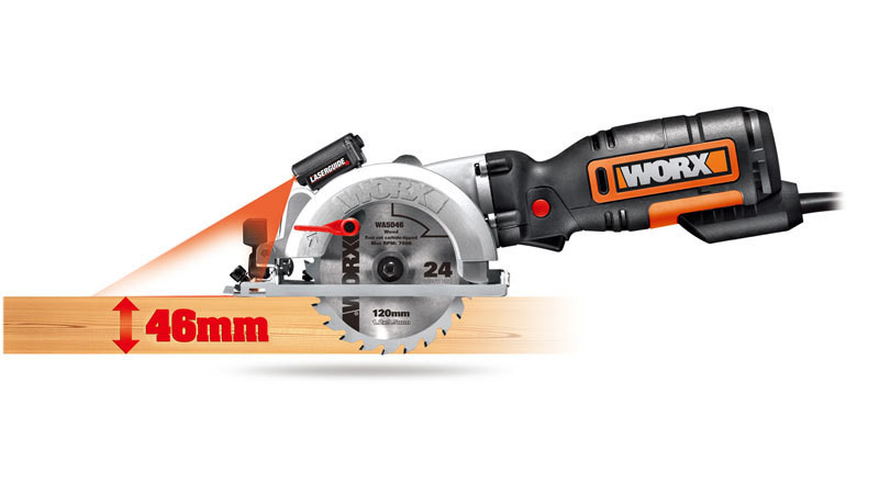 Циркулярная пила (дисковая) WORX WX427, 220v, 120 мм, 710 Вт, кейс (сетевая)