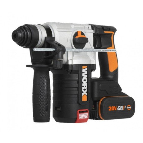 Перфоратор аккумуляторный бесщеточный WORX WX380, 20В, 4Ач x2, ЗУ 2А, кейс