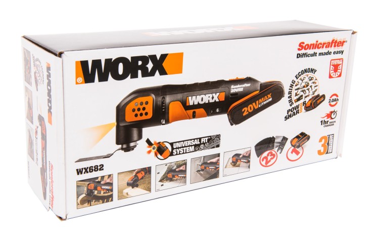 Реноватор WORX WX682, 20v, в комплекте АКБ 2 А·ч и ЗУ, сумка (аккумуляторный)