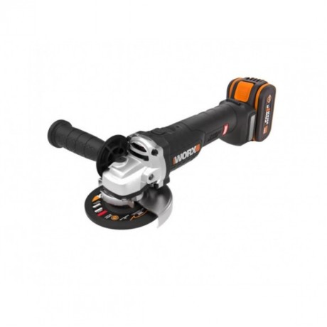 Угловая шлифмашина бесщёточная аккумуляторная WORX WX813, 115мм, 20В, 4Ач х1, ЗУ 2А