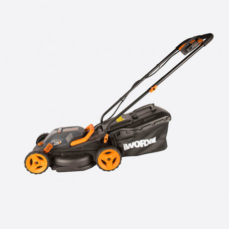 Газонокосилка WORX WG779E, 40v, 34 см, в комплекте АКБ 2х2.5 А·ч и ЗУ (аккумуляторная)