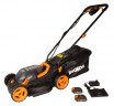 Газонокосилка WORX WG779E, 40v, 34 см, в комплекте АКБ 2х2.5 А·ч и ЗУ (аккумуляторная)