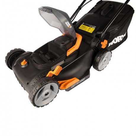 Газонокосилка WORX WG743E, 40v, 40 см, в комплекте АКБ 2х4 А·ч и ЗУ (аккумуляторная)