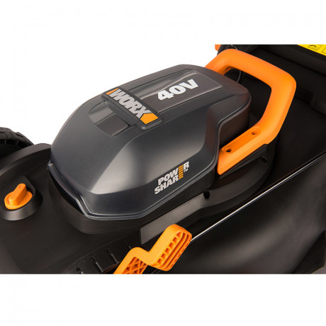 Газонокосилка WORX WG743E, 40v, 40 см, в комплекте АКБ 2х4 А·ч и ЗУ (аккумуляторная)
