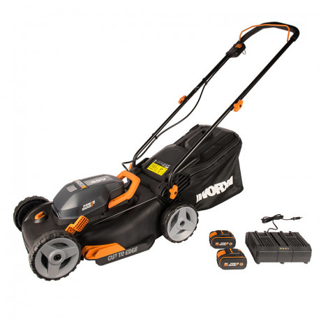 Газонокосилка WORX WG743E, 40v, 40 см, в комплекте АКБ 2х4 А·ч и ЗУ (аккумуляторная)