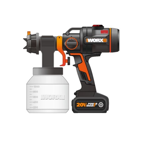 Краскопульт аккумуляторный бесщеточный WORX WX020.9, 20В, без АКБ и ЗУ